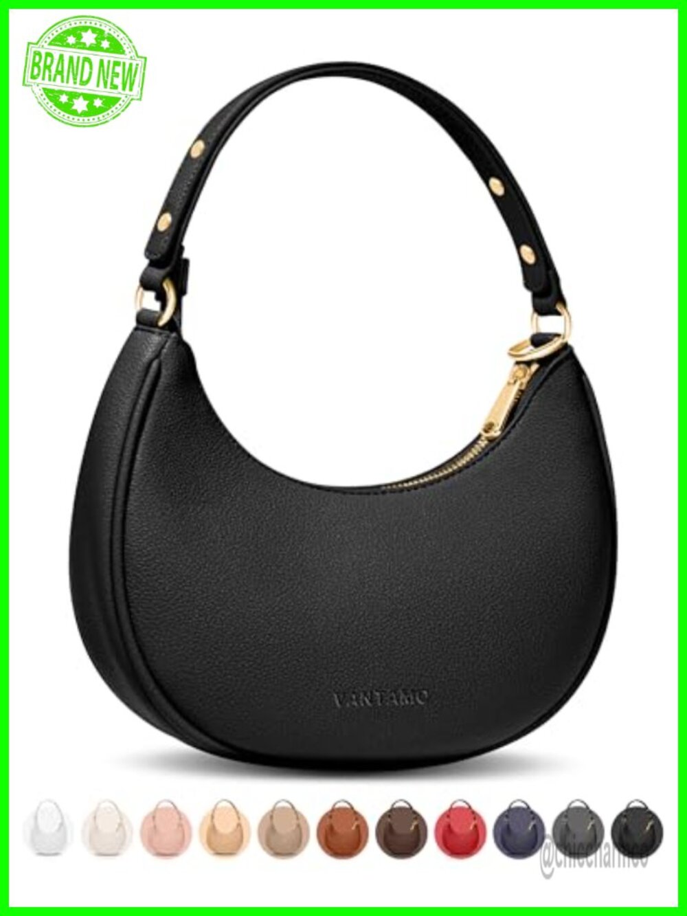 PU Leather Crescent Clutch with RFID Protection & Anti-Theft Clip